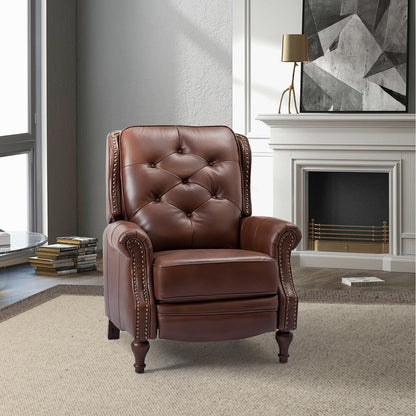 Fauteuil inclinable Nestor Mid-Century en cuir véritable avec pieds en bois massif par HULALA HOME