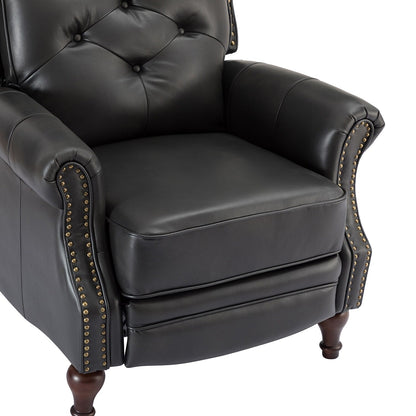 Fauteuil inclinable Nestor Mid-Century en cuir véritable avec pieds en bois massif par HULALA HOME