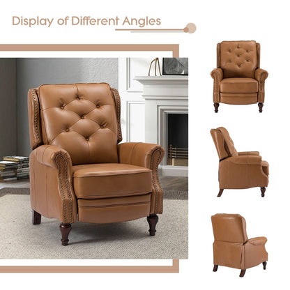 Fauteuil inclinable Nestor Mid-Century en cuir véritable avec pieds en bois massif par HULALA HOME