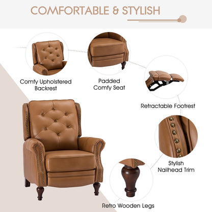 Fauteuil inclinable Nestor Mid-Century en cuir véritable avec pieds en bois massif par HULALA HOME