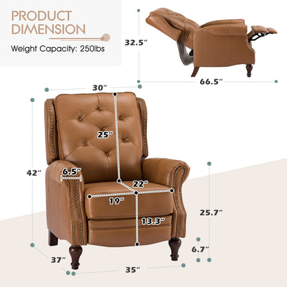 Fauteuil inclinable Nestor Mid-Century en cuir véritable avec pieds en bois massif par HULALA HOME