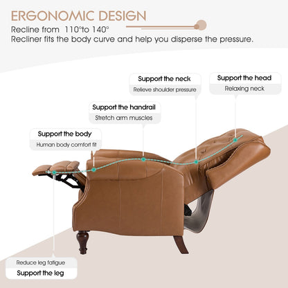 Fauteuil inclinable Nestor Mid-Century en cuir véritable avec pieds en bois massif par HULALA HOME