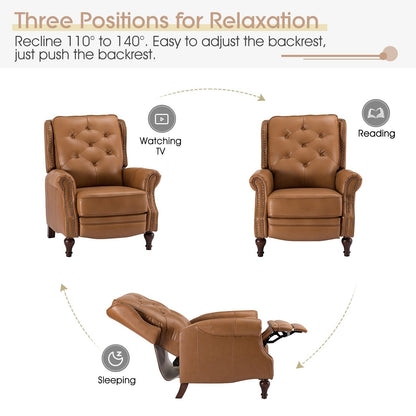 Fauteuil inclinable Nestor Mid-Century en cuir véritable avec pieds en bois massif par HULALA HOME