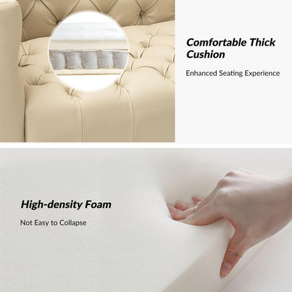 Canapé transitionnel Nestor en cuir véritable avec pieds en métal et dossier capitonné