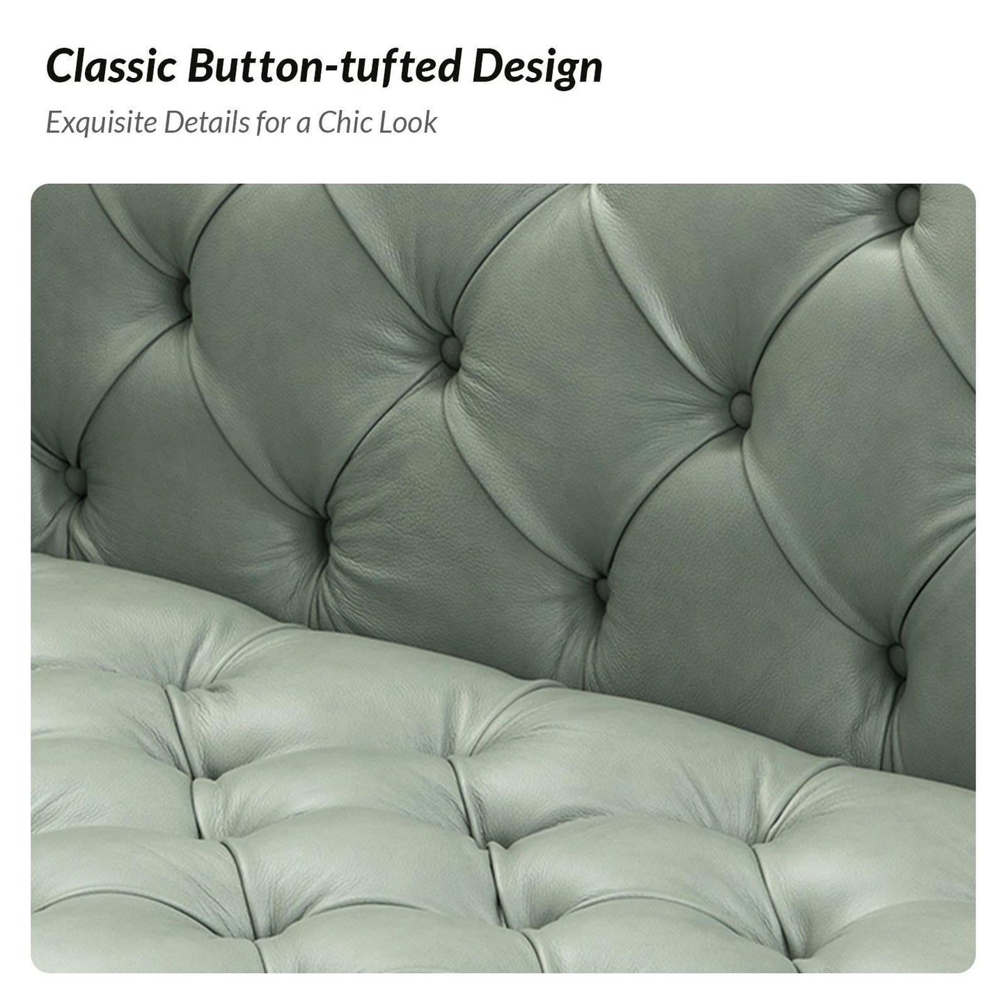 Canapé transitionnel Nestor en cuir véritable avec pieds en métal et dossier capitonné