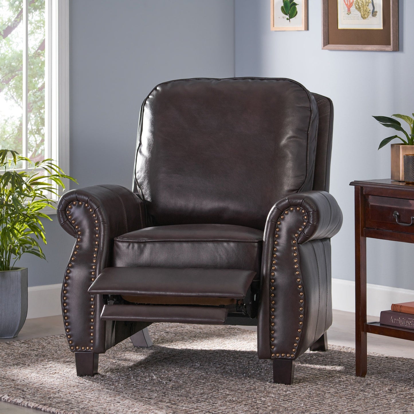 Fauteuil inclinable en PU bicolore Neville par Christopher Knight Home