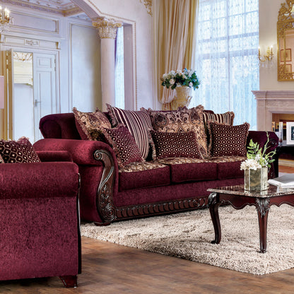 Canapé traditionnel Fova en tissu rembourré avec accoudoirs roulés par Furniture of America