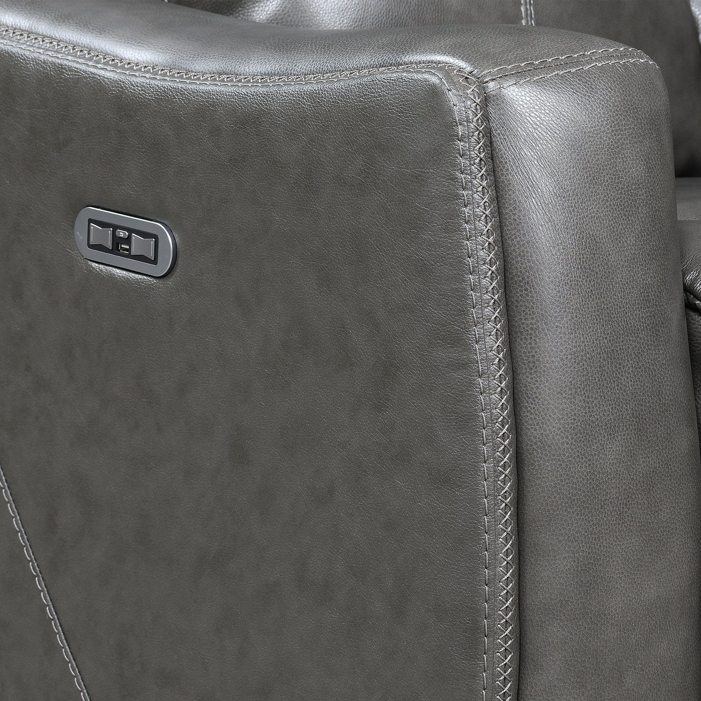 Canapé inclinable Newport Power en cuir pleine fleur Steve Silver