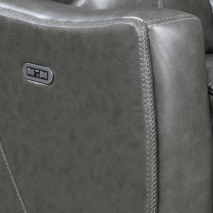 Canapé inclinable Newport Power en cuir pleine fleur Steve Silver