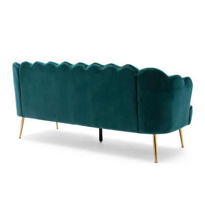 Canapé Nika, coutures modernes, 193 cm, velours vert sarcelle luxuriant