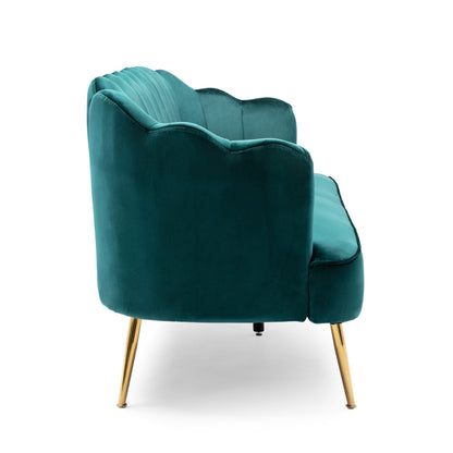 Canapé Nika, coutures modernes, 193 cm, velours vert sarcelle luxuriant