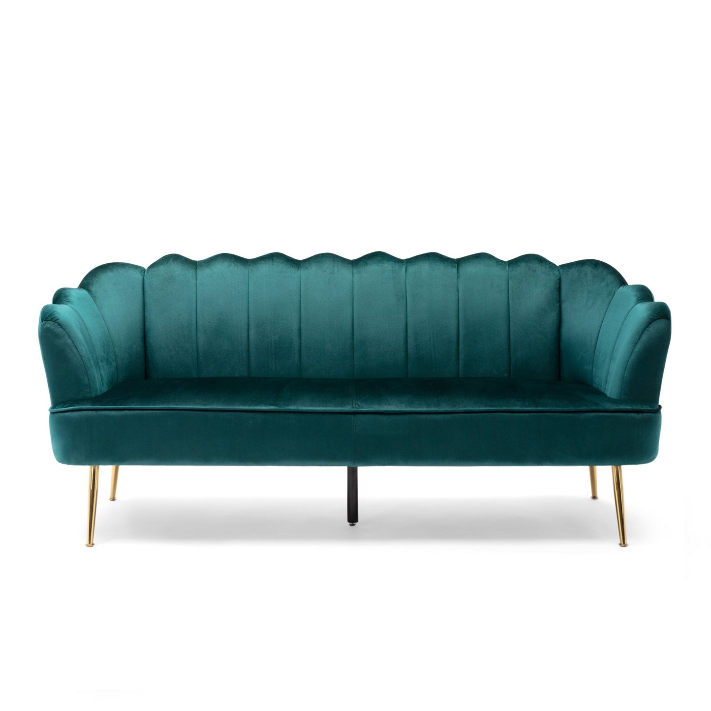 Canapé Nika, coutures modernes, 193 cm, velours vert sarcelle luxuriant