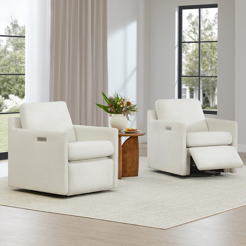 Fauteuil d'appoint pivotant Nora Power avec repose-pieds électriques