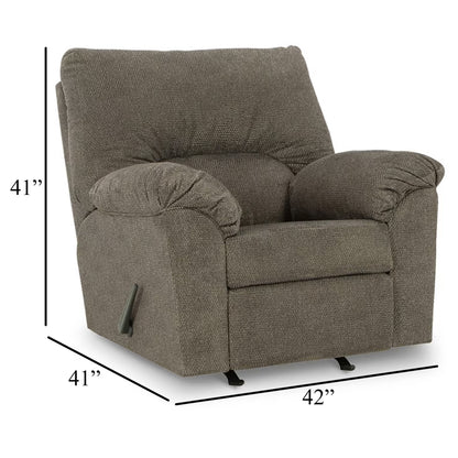 Fauteuil inclinable à bascule Noto, 41 pouces, accoudoirs coussinés gris du milieu du siècle