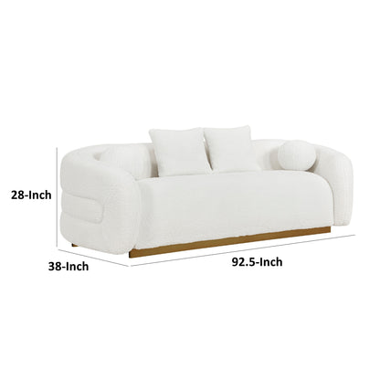 Canapé Novy, 4 coussins décoratifs, sherpa blanc, doré, 236 cm