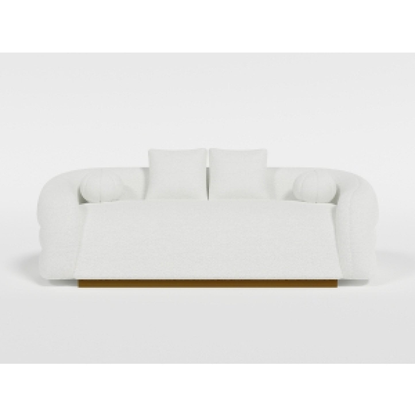 Canapé Novy, 4 coussins décoratifs, sherpa blanc, doré, 236 cm