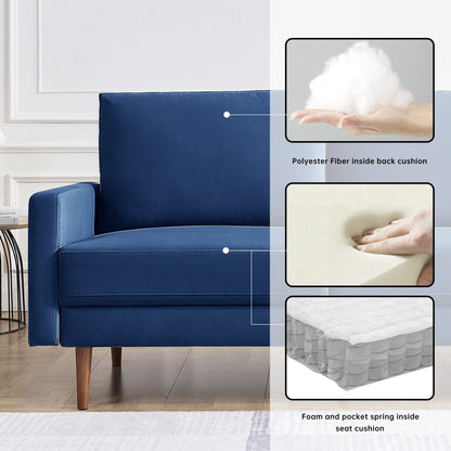 Canapé rembourré de 69 pouces de large avec accoudoirs carrés, mobilier de maison et de bureau OS