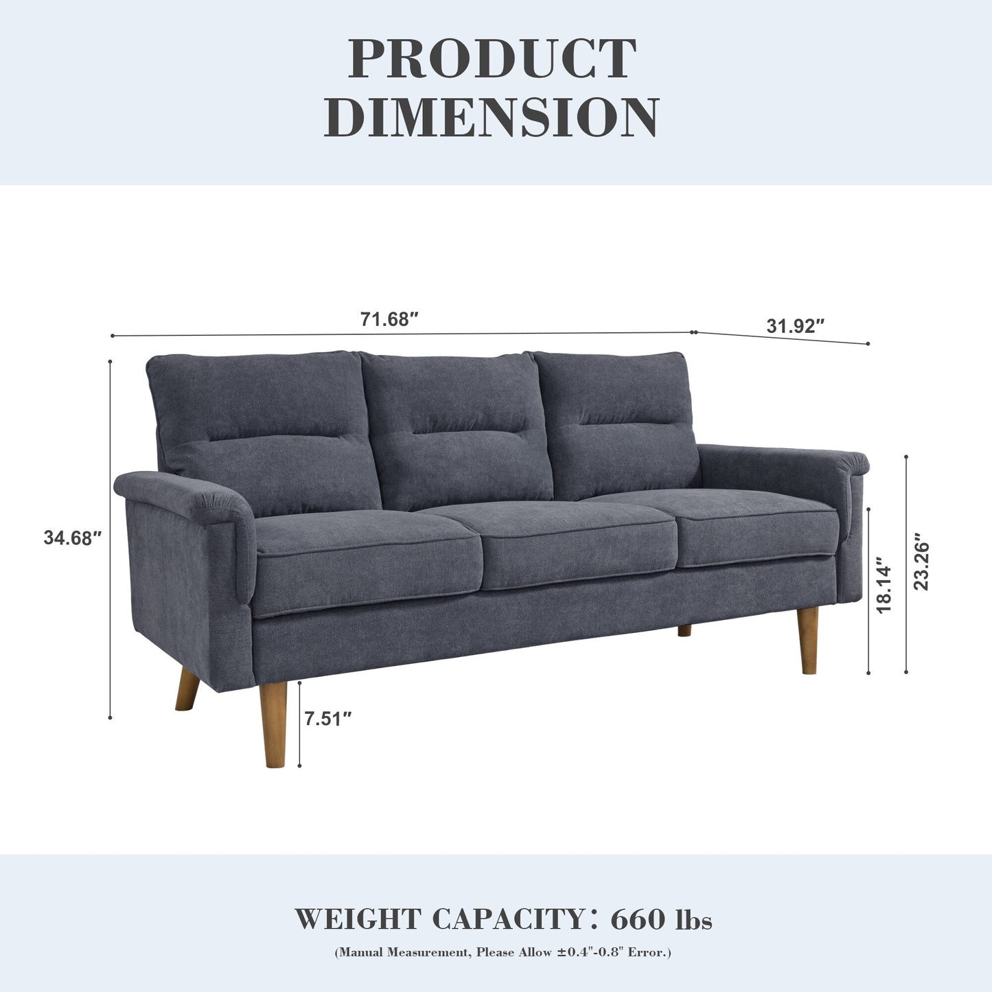 Canapé d'intérieur OVIOS avec coussin moelleux et pieds en bois