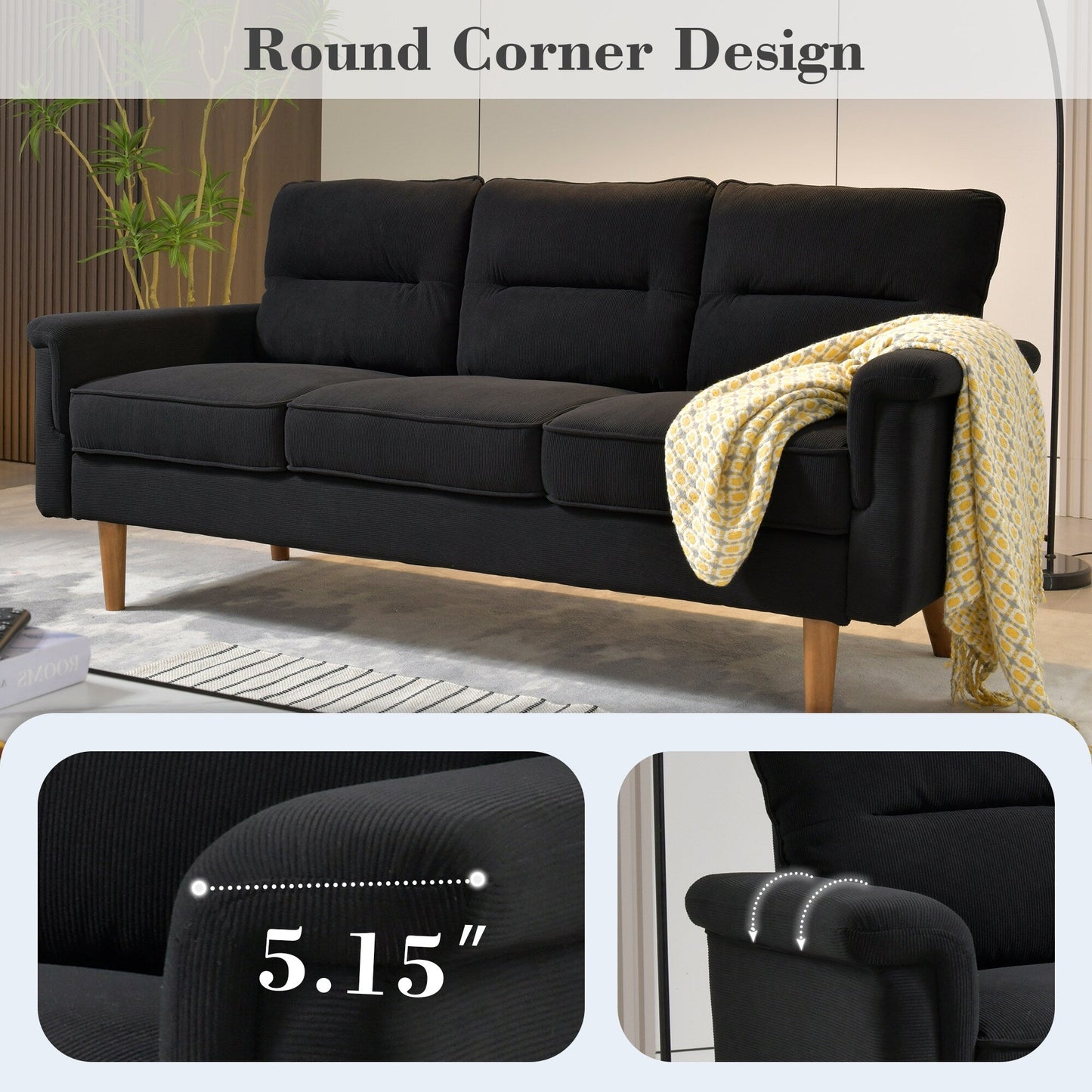 Canapé d'intérieur OVIOS avec coussin moelleux et pieds en bois