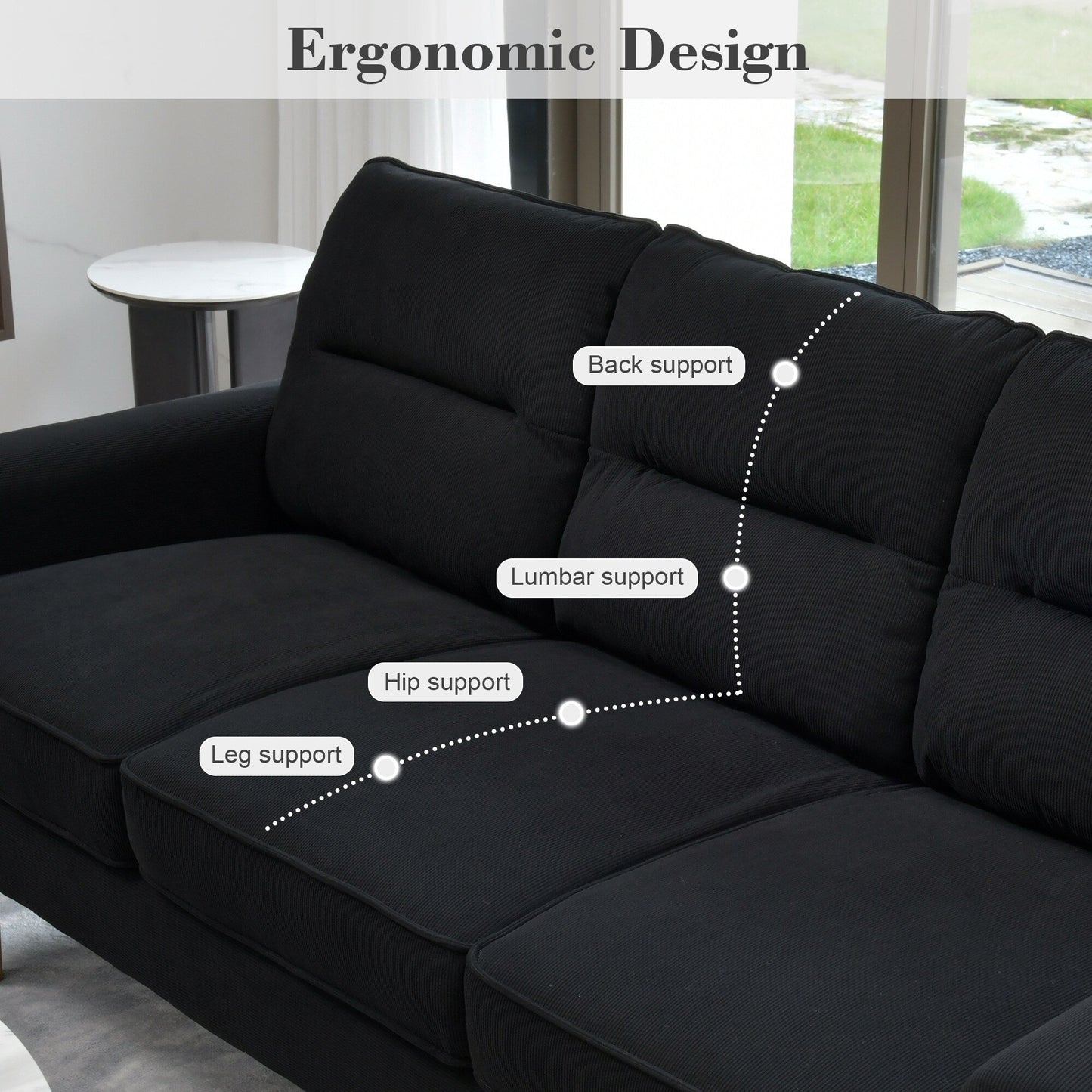 Canapé d'intérieur OVIOS avec coussin moelleux et pieds en bois