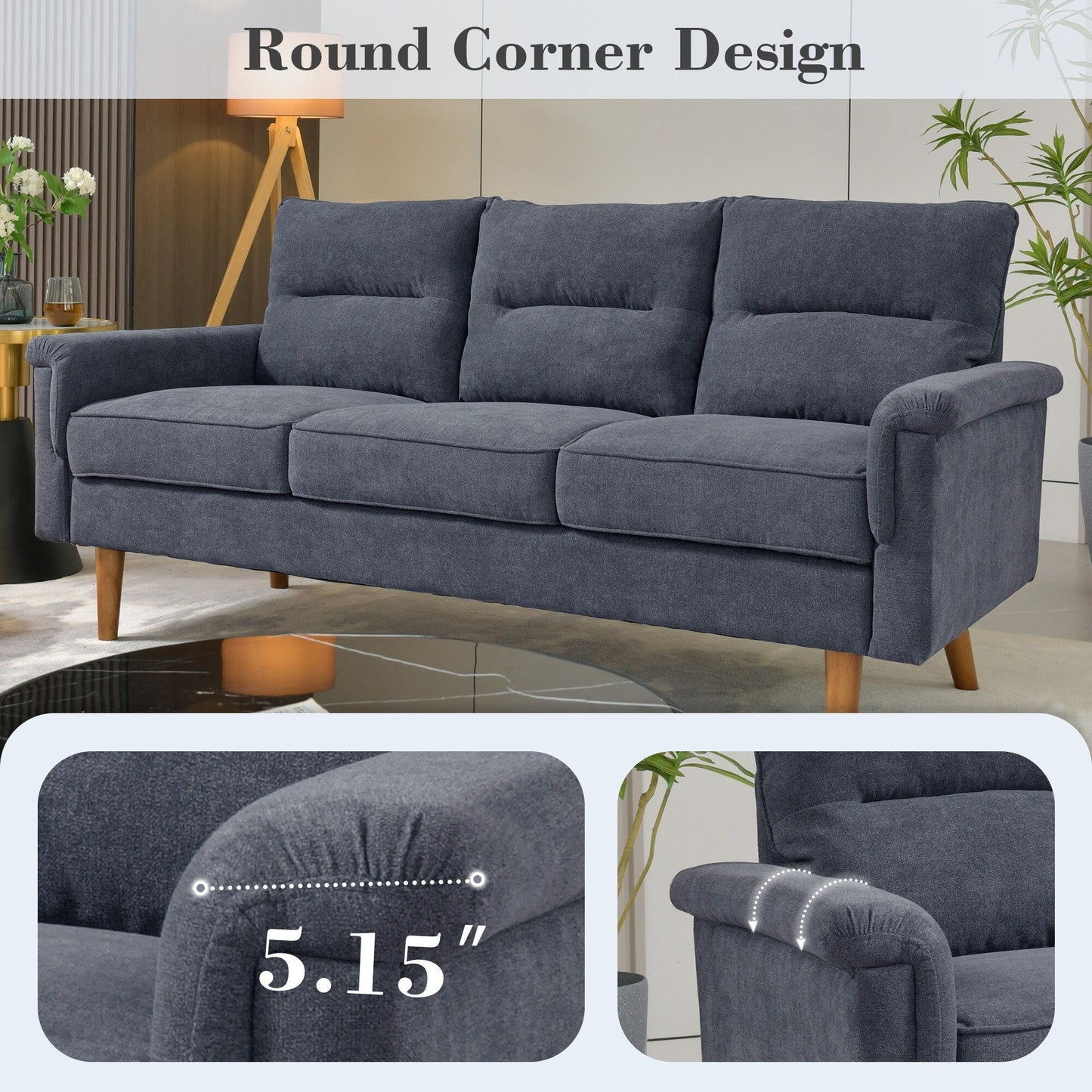 Canapé d'intérieur OVIOS avec coussin moelleux et pieds en bois