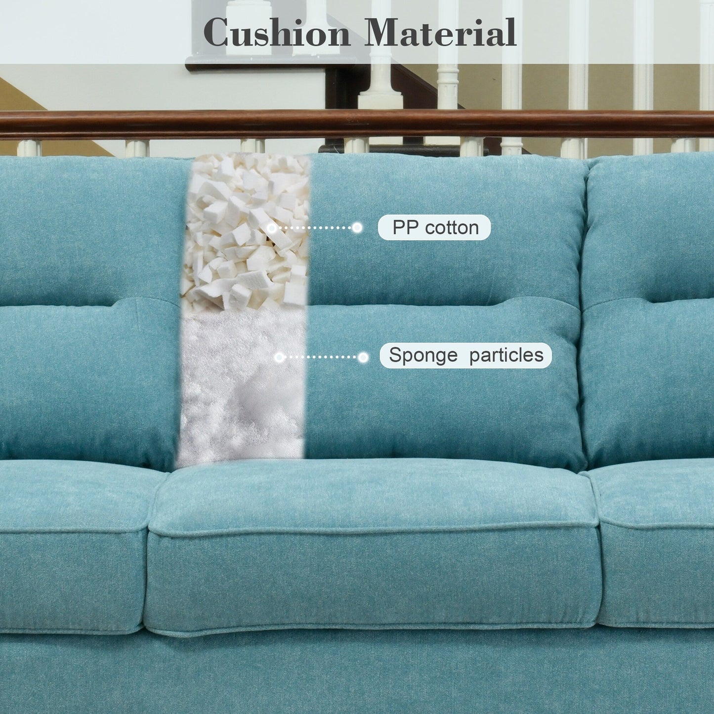 Canapé d'intérieur OVIOS avec coussin moelleux et pieds en bois