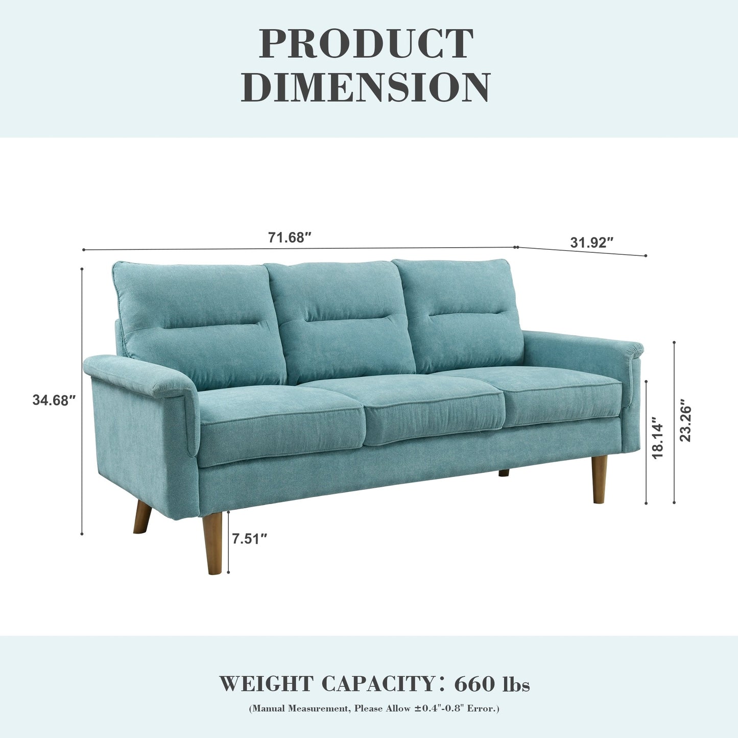 Canapé d'intérieur OVIOS avec coussin moelleux et pieds en bois