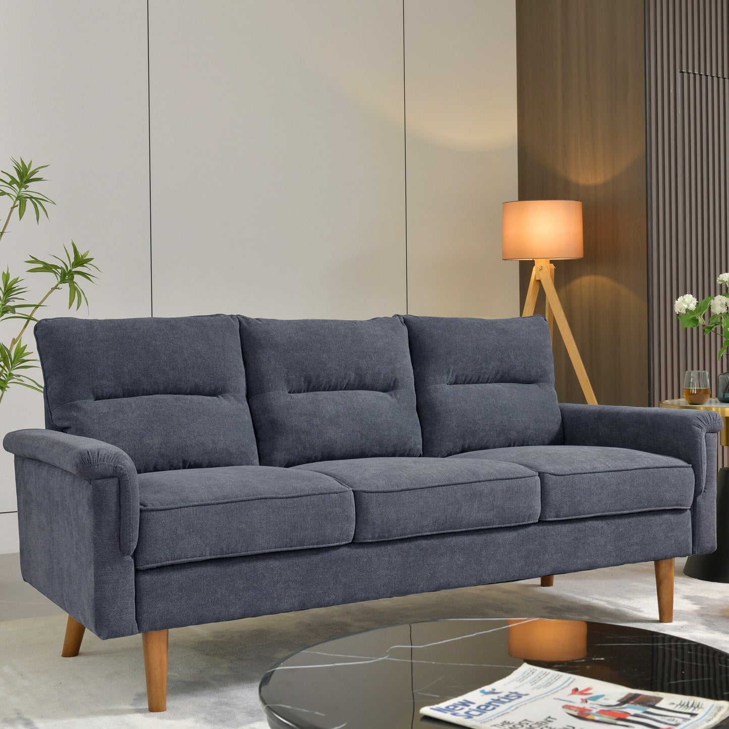 Canapé d'intérieur OVIOS avec coussin moelleux et pieds en bois