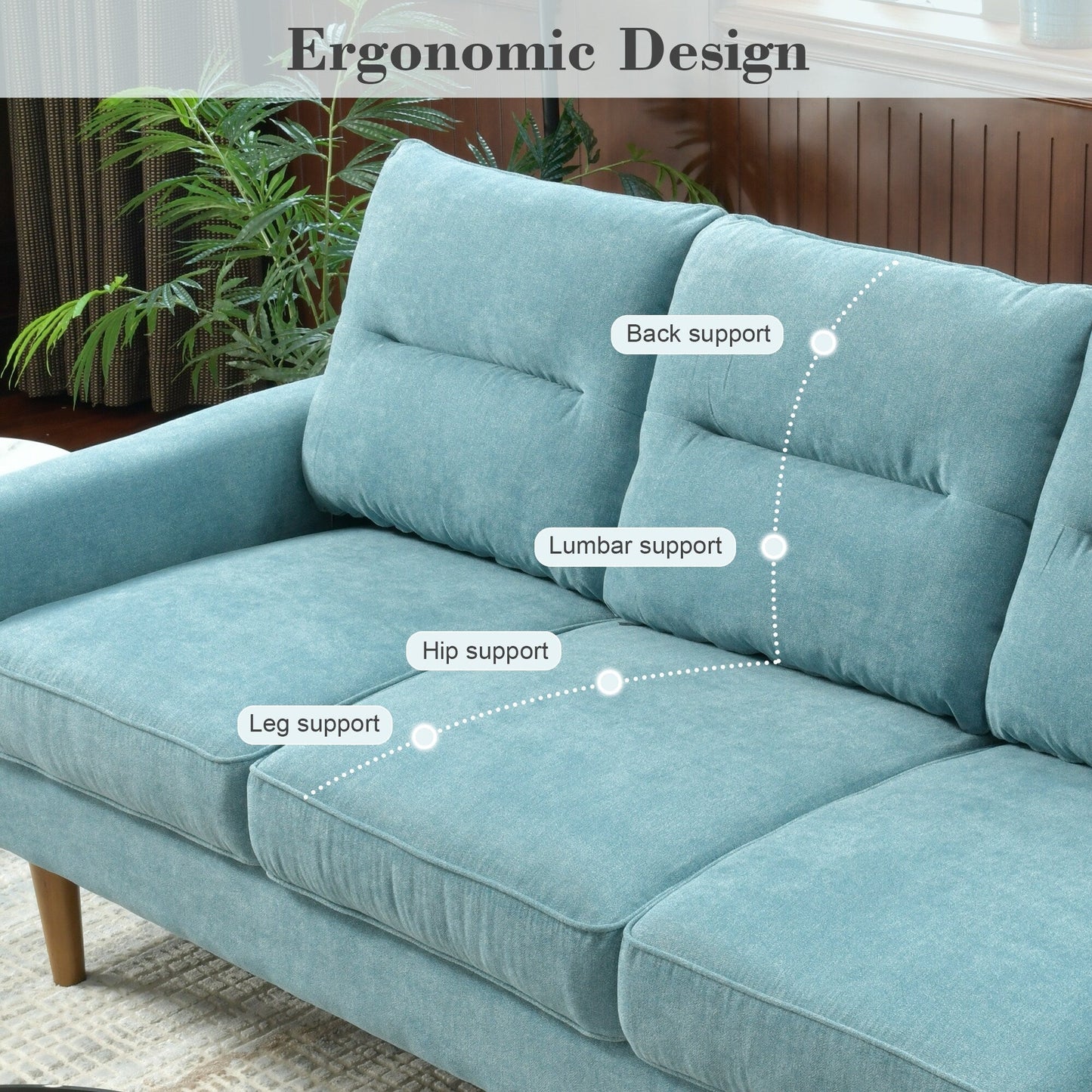 Canapé d'intérieur OVIOS avec coussin moelleux et pieds en bois