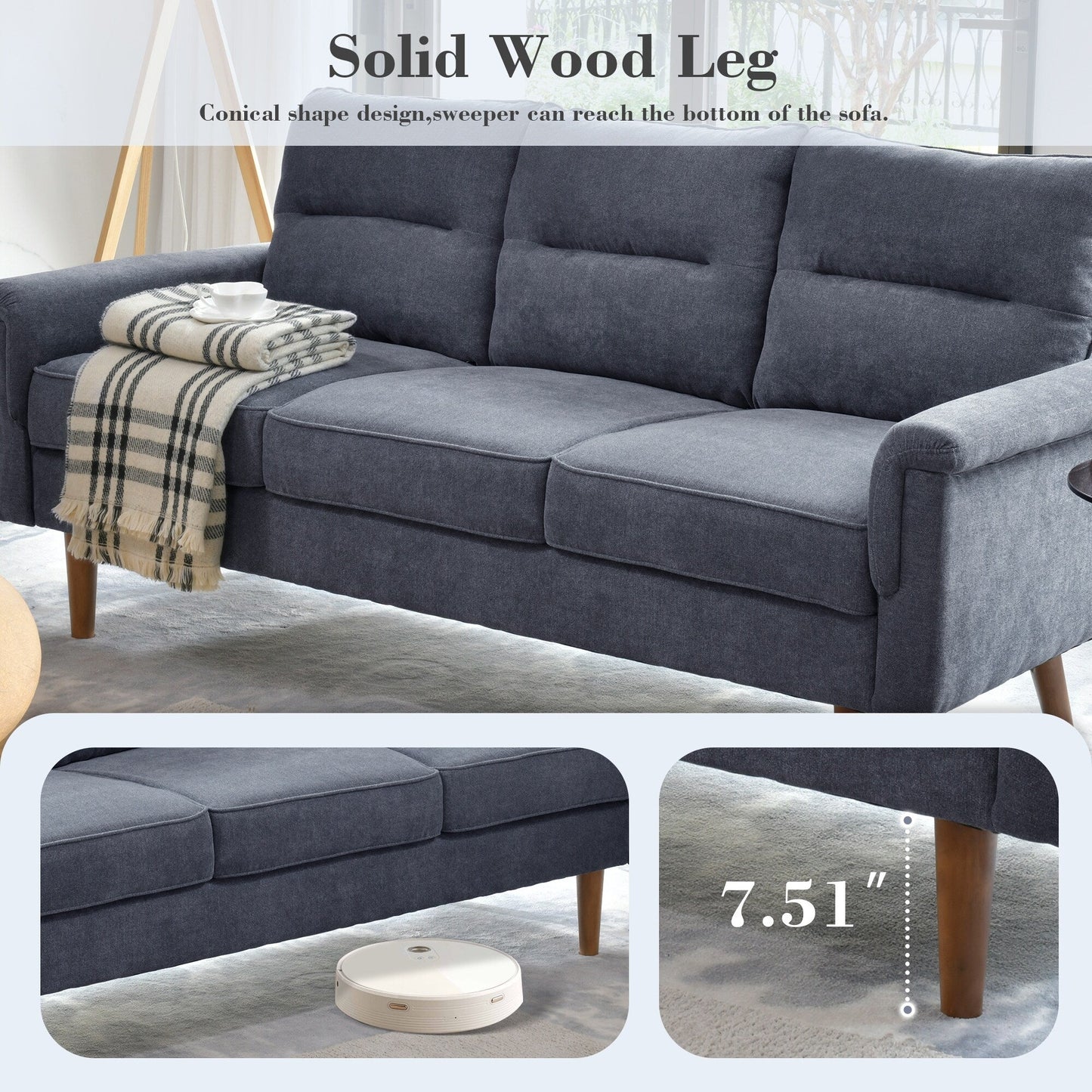 Canapé d'intérieur OVIOS avec coussin moelleux et pieds en bois