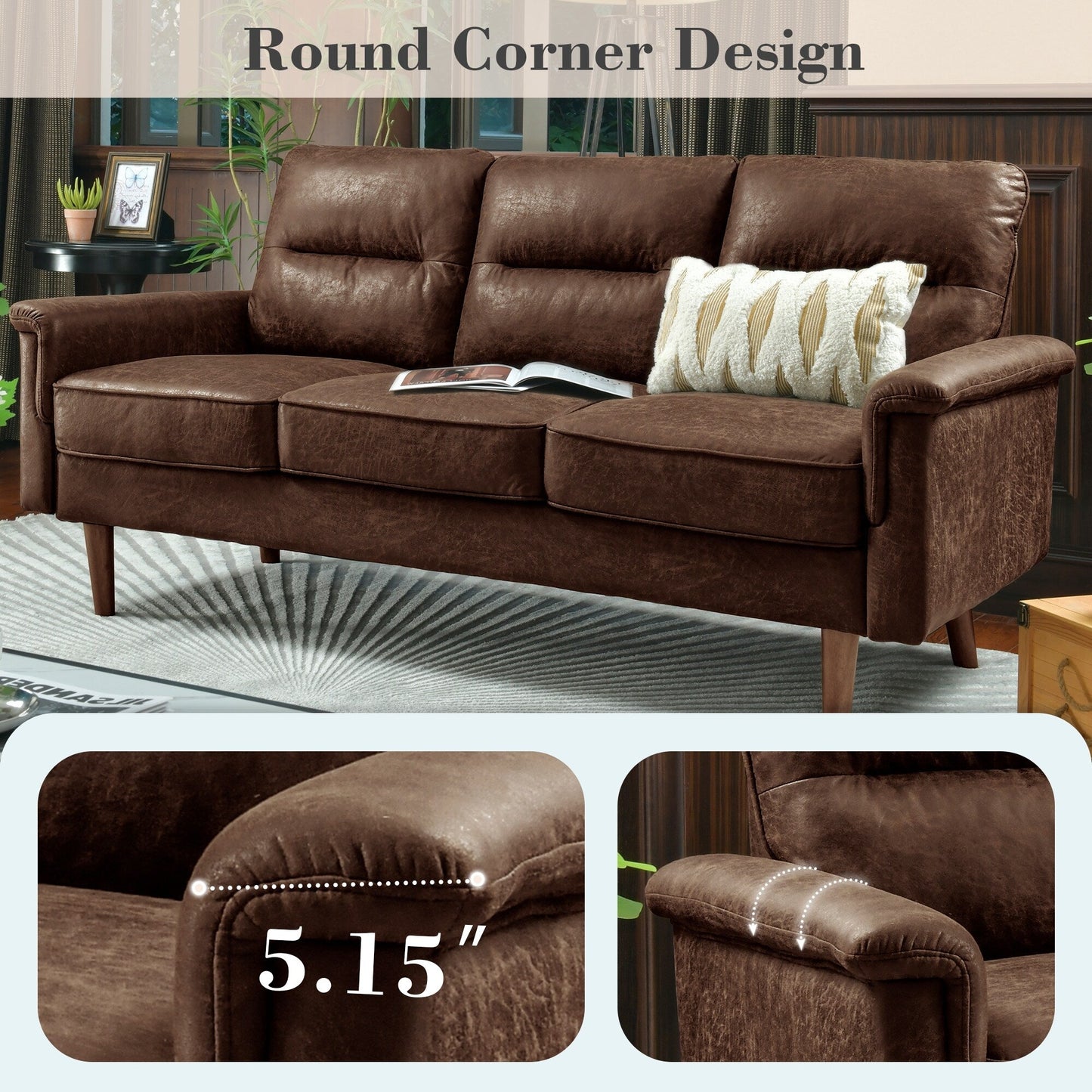 Canapé d'intérieur OVIOS avec coussin moelleux et pieds en bois