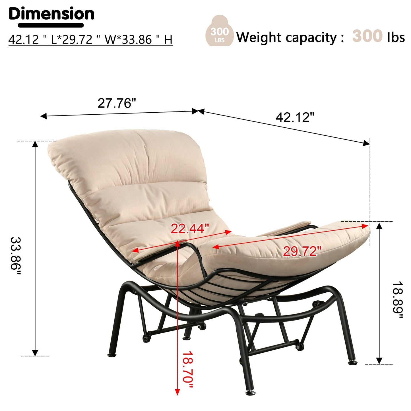 Fauteuil d'appoint de salon OVIOS Fauteuil inclinable à bascule avec pouf