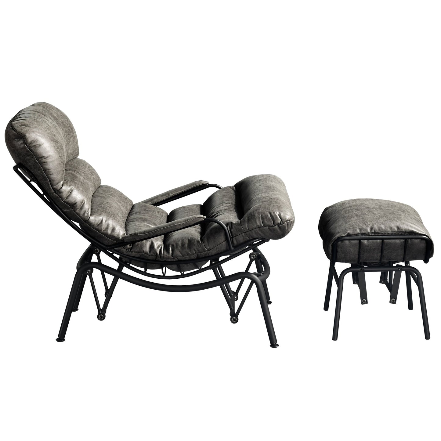 Fauteuil d'appoint de salon OVIOS Fauteuil inclinable à bascule avec pouf