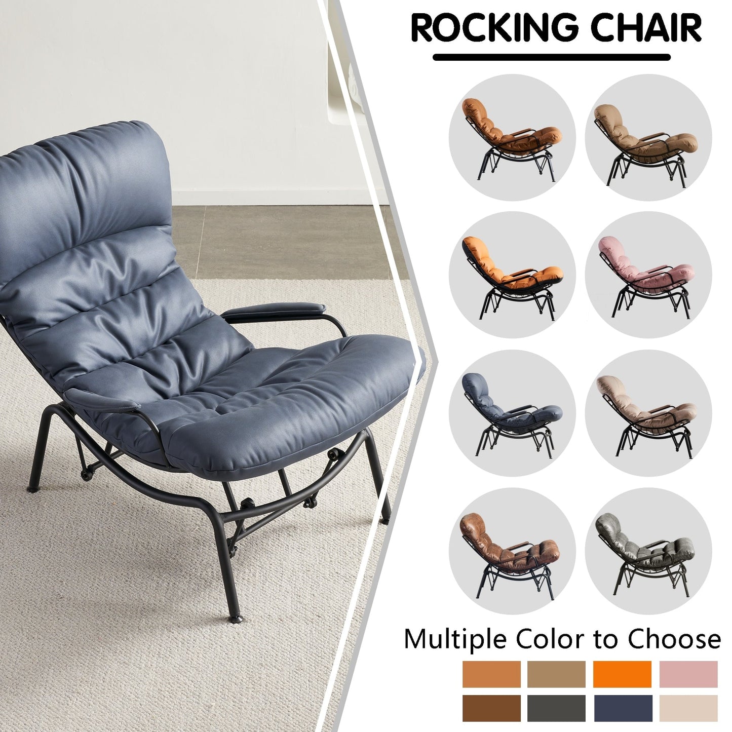 Fauteuil d'appoint de salon OVIOS Fauteuil inclinable à bascule avec pouf