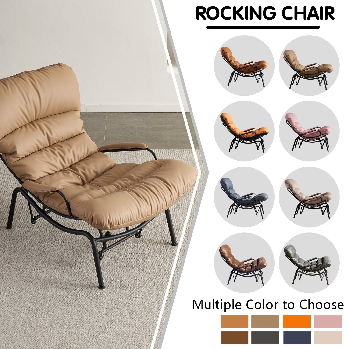 Fauteuil d'appoint de salon OVIOS Fauteuil inclinable à bascule avec pouf