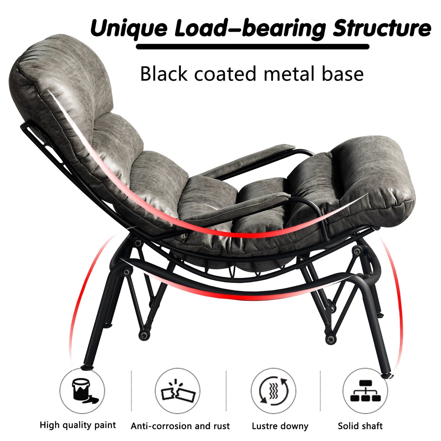 Fauteuil d'appoint de salon OVIOS Fauteuil inclinable à bascule avec pouf