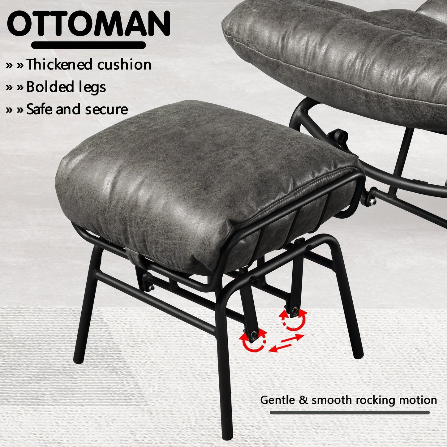 Fauteuil d'appoint de salon OVIOS Fauteuil inclinable à bascule avec pouf