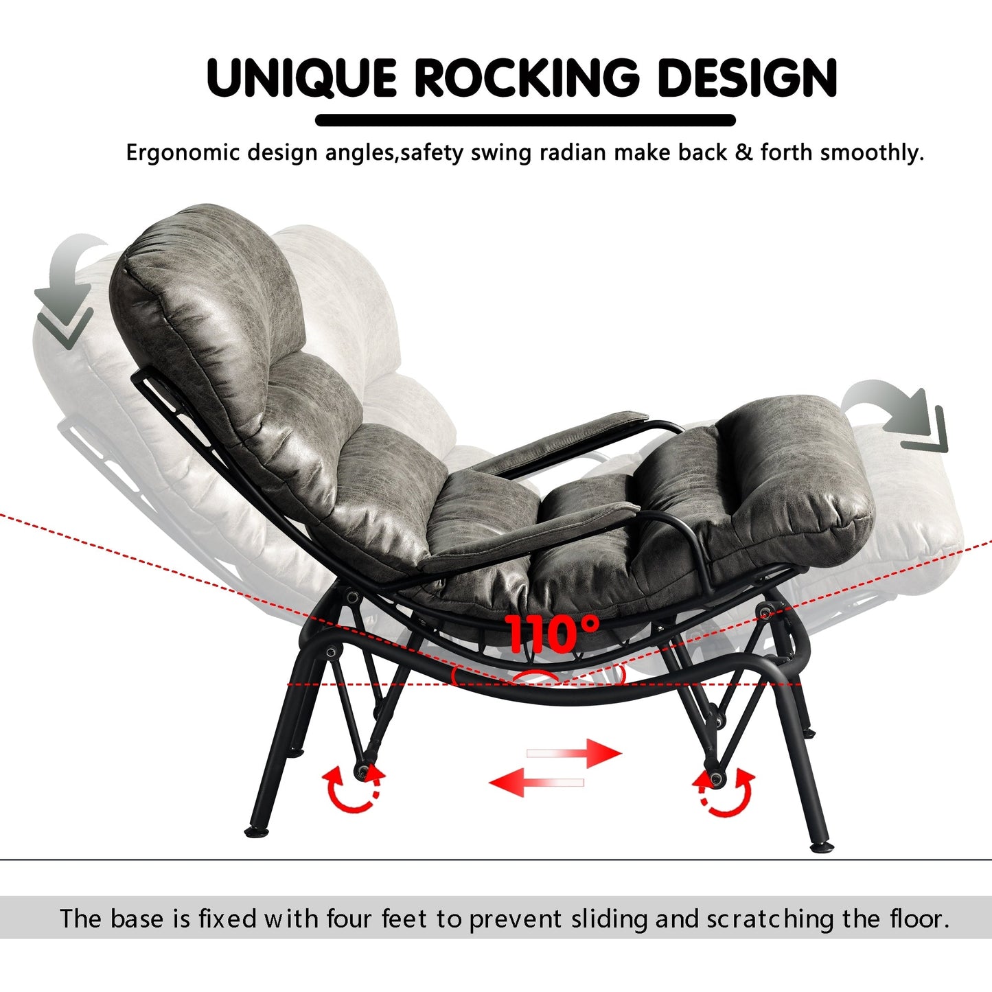Fauteuil d'appoint de salon OVIOS Fauteuil inclinable à bascule avec pouf