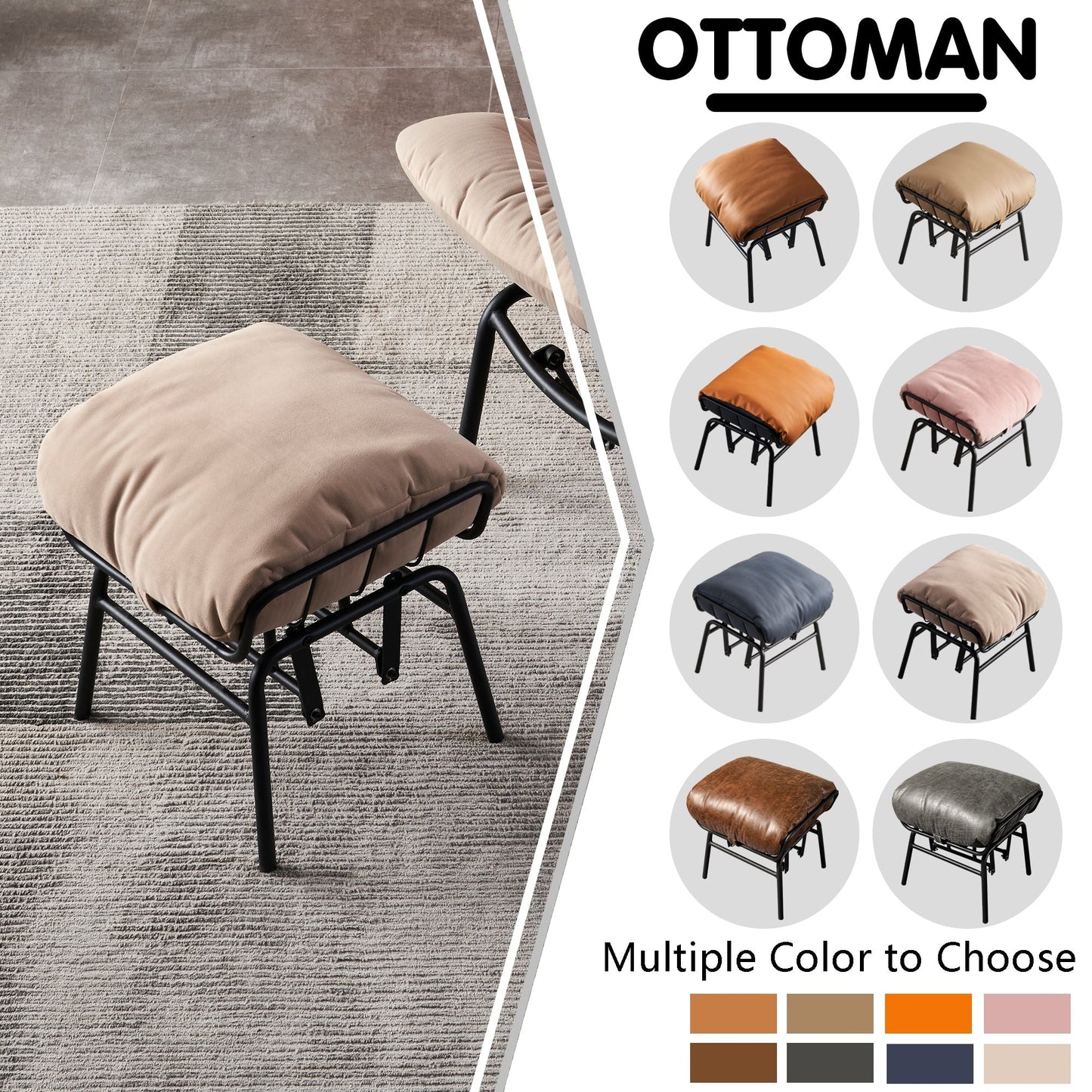 Fauteuil d'appoint de salon OVIOS Fauteuil inclinable à bascule avec pouf