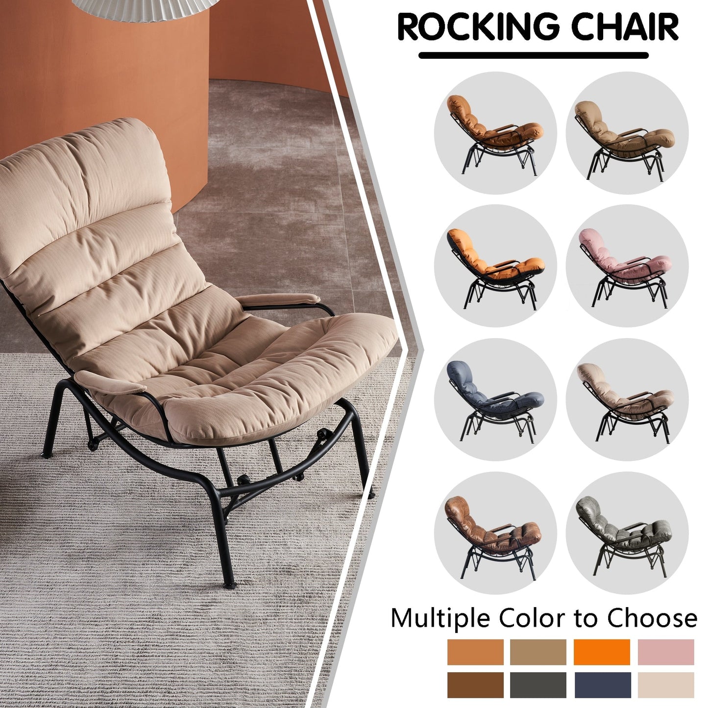 Fauteuil d'appoint de salon OVIOS Fauteuil inclinable à bascule avec pouf