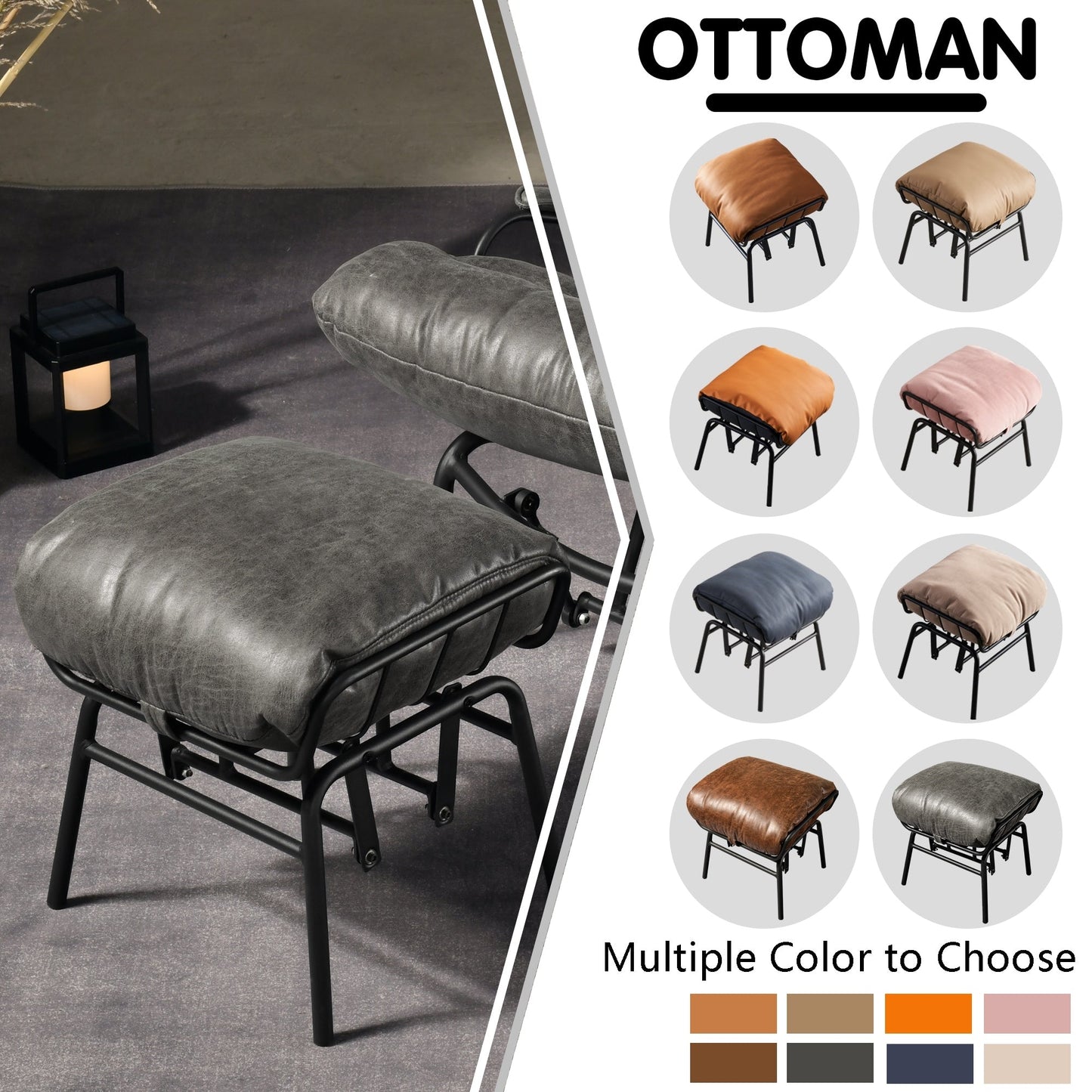 Fauteuil d'appoint de salon OVIOS Fauteuil inclinable à bascule avec pouf