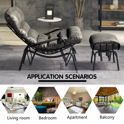 Fauteuil d'appoint de salon OVIOS Fauteuil inclinable à bascule avec pouf