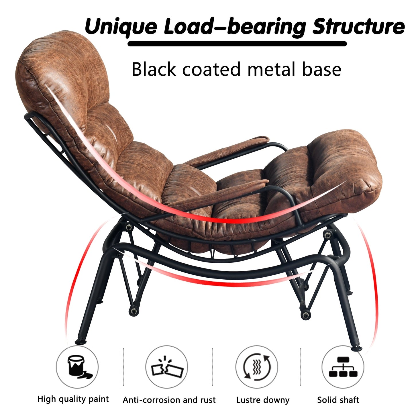 Fauteuil d'appoint de salon OVIOS Fauteuil inclinable à bascule avec pouf