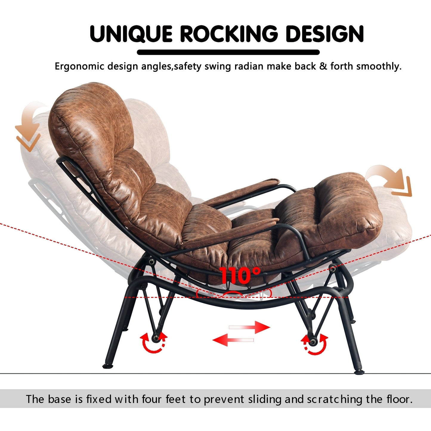 Fauteuil d'appoint de salon OVIOS Fauteuil inclinable à bascule avec pouf