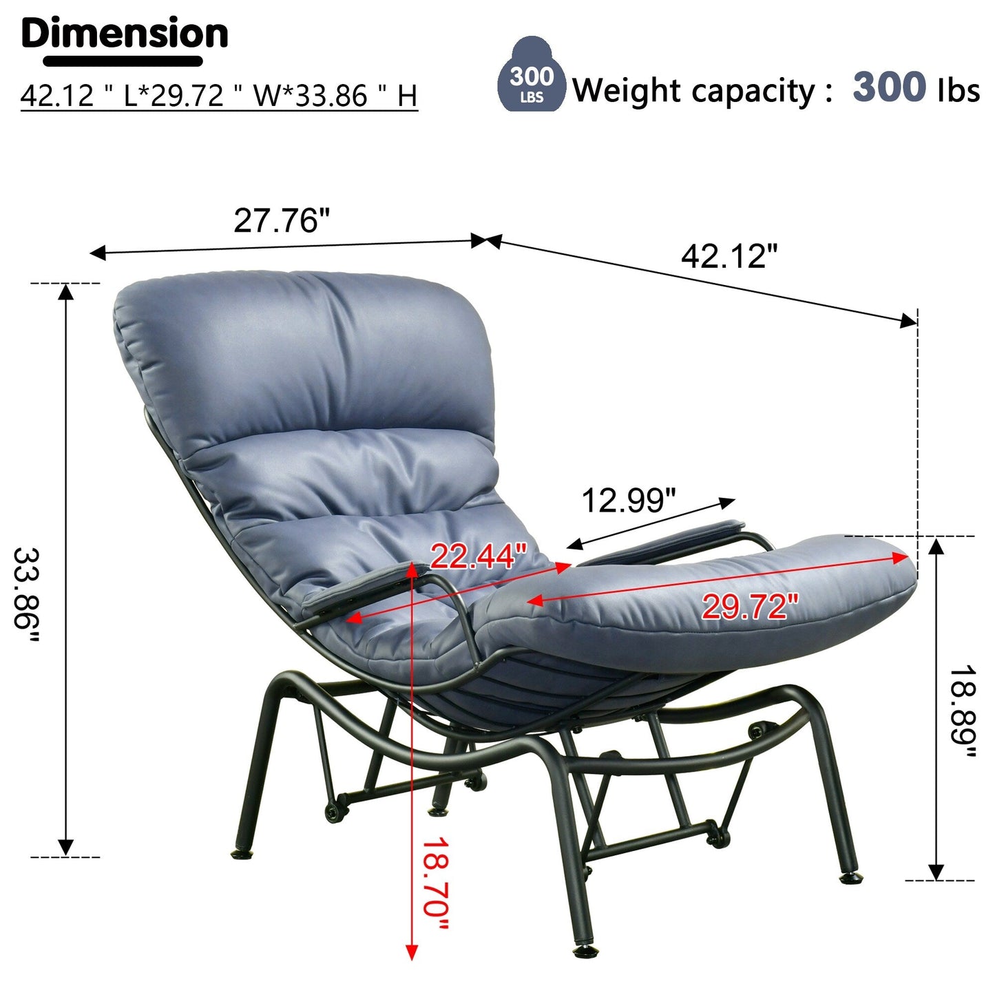 Fauteuil d'appoint de salon OVIOS Fauteuil inclinable à bascule avec pouf