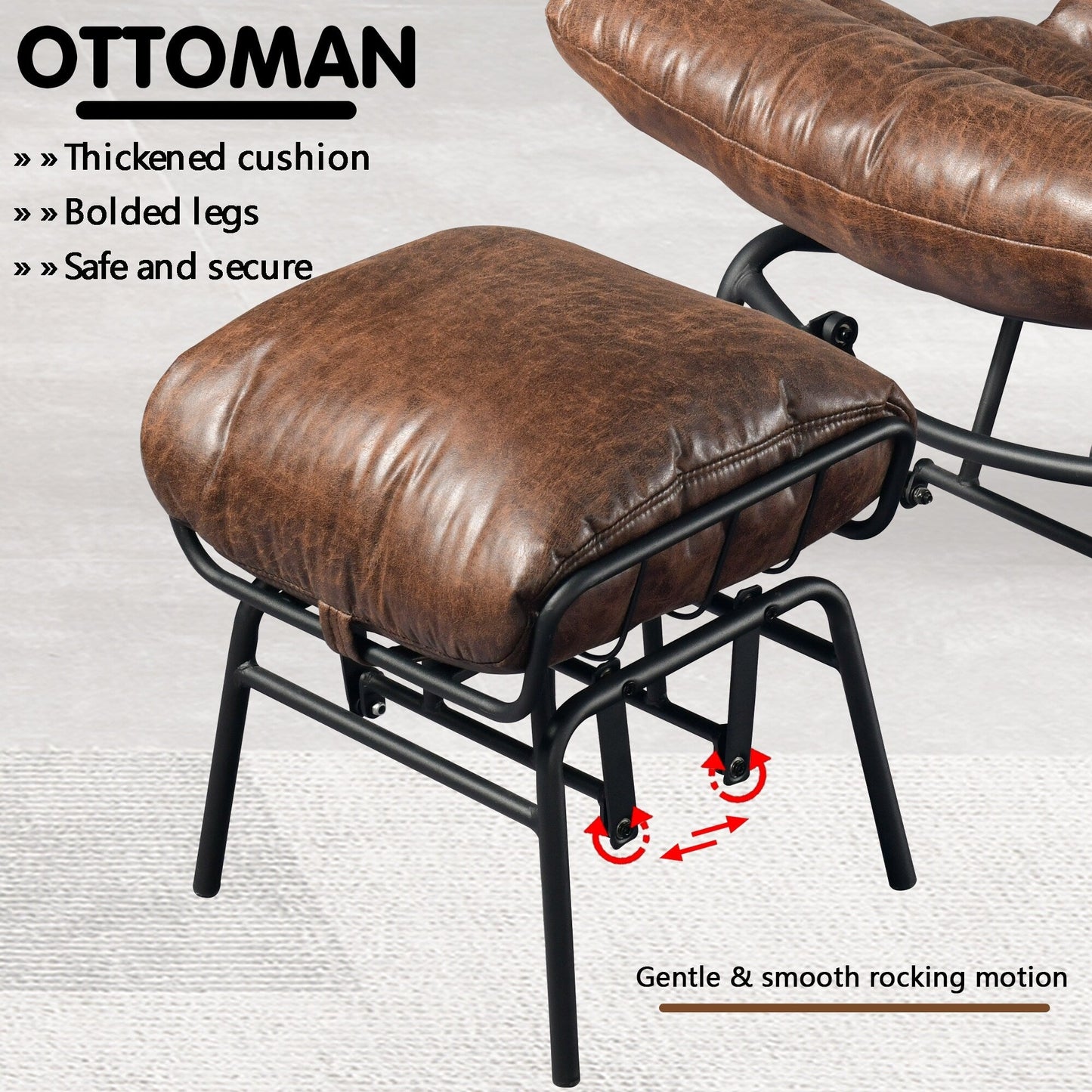 Fauteuil d'appoint de salon OVIOS Fauteuil inclinable à bascule avec pouf