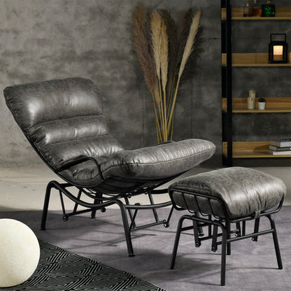 Fauteuil d'appoint de salon OVIOS Fauteuil inclinable à bascule avec pouf