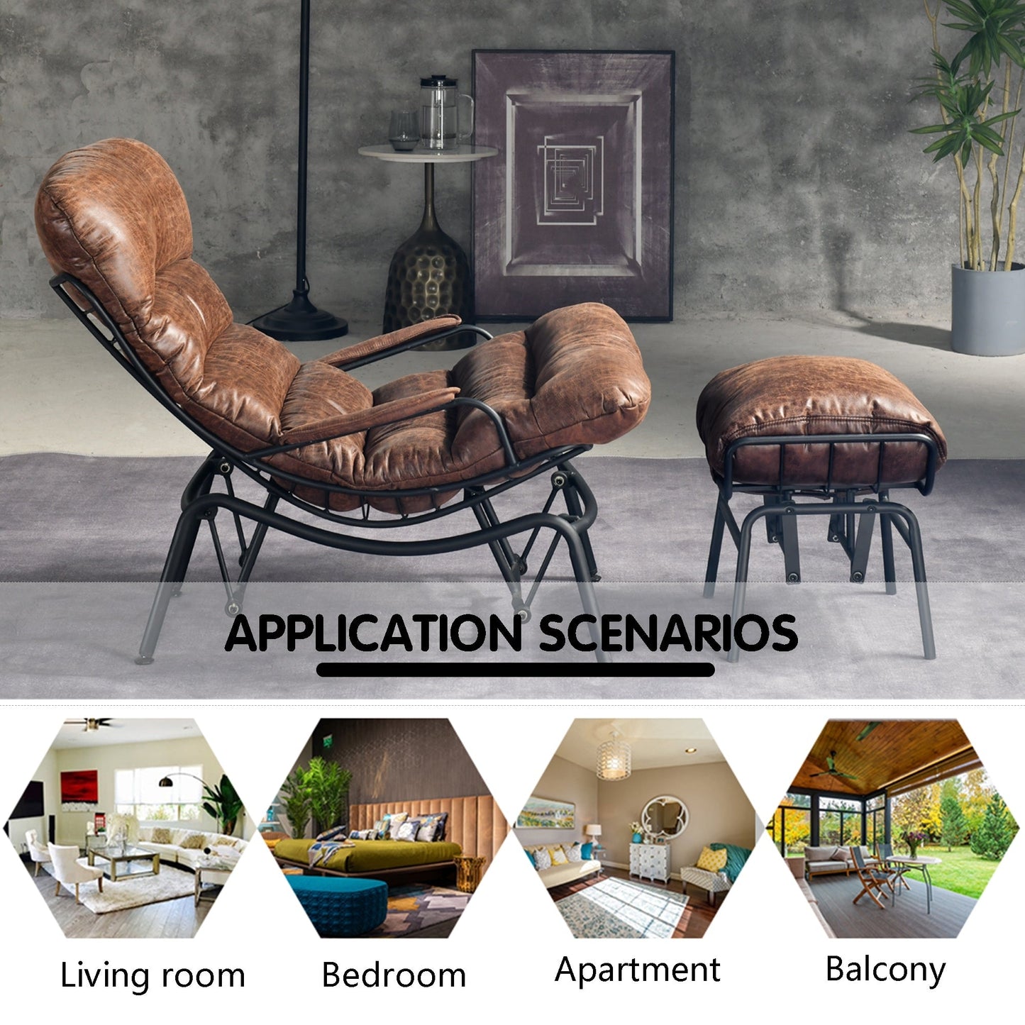 Fauteuil d'appoint de salon OVIOS Fauteuil inclinable à bascule avec pouf