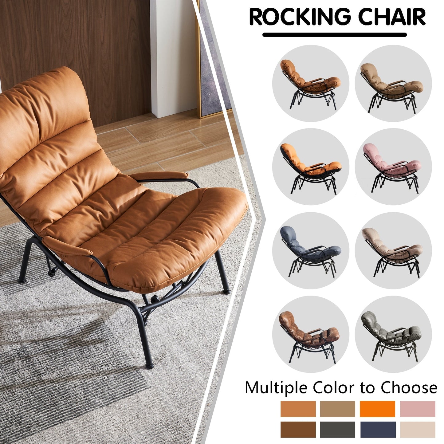 Fauteuil d'appoint de salon OVIOS Fauteuil inclinable à bascule avec pouf