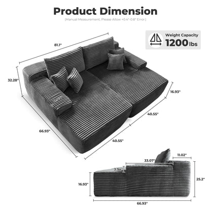 Canapé méridienne double OVIOS Long Plush sans assemblage requis